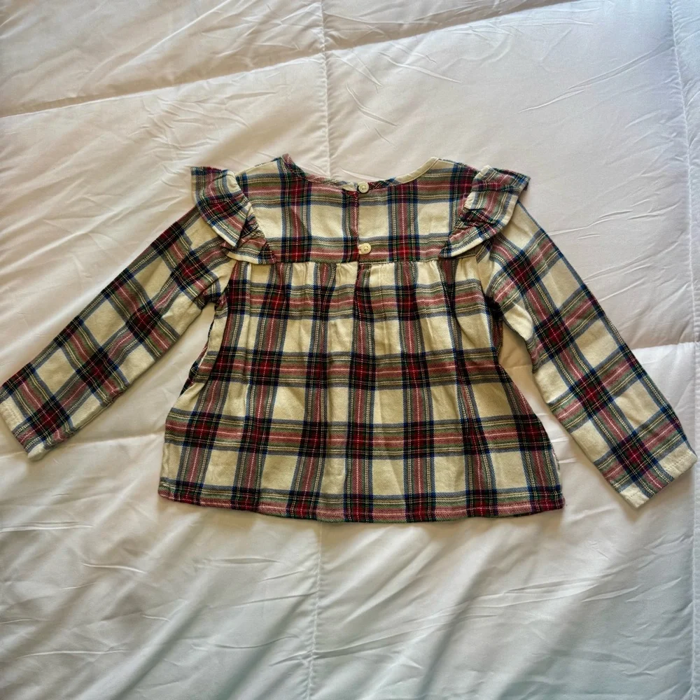 BabyGap Plaid Ruffle Top new with tags. Size 3